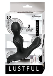 Lustful Tri-Spot Silicone Rechargeable Vibrator - Black