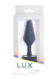 Lux Active Twist Rechargeable Silicone Anal Plug - Blue - Small