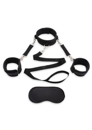 Lux Fetish Collar and Leash Set with Removable Cuffs - Black