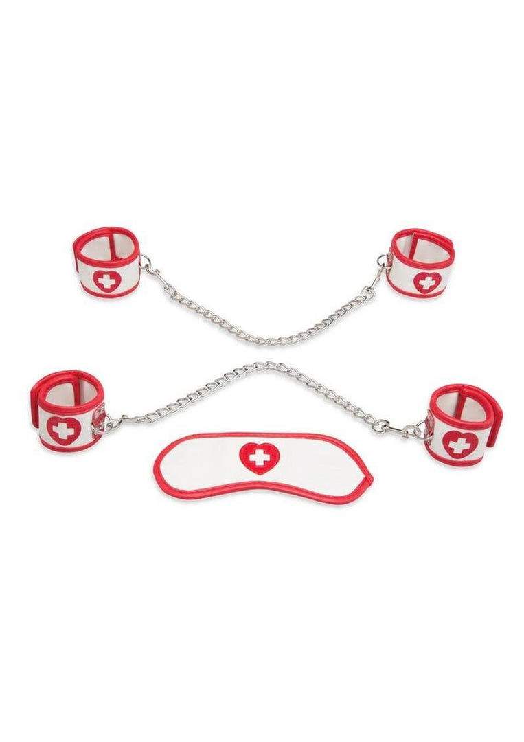 Lux Fetish Naughty Nurse BDSM - Red/White - 5pc/Set