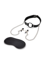 Load image into Gallery viewer, Lux Fetish Open Mouth Gag with Nipple Clips - Black
