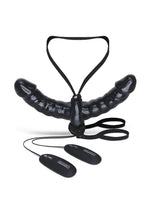 Load image into Gallery viewer, Lux Fetixh Vibrating Pleasure For 2 Double-Ended Strap-On - Black
