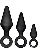 Load image into Gallery viewer, Luxe Night Rimmer Silicone Anal Kit - Black - 3 Piece Kit