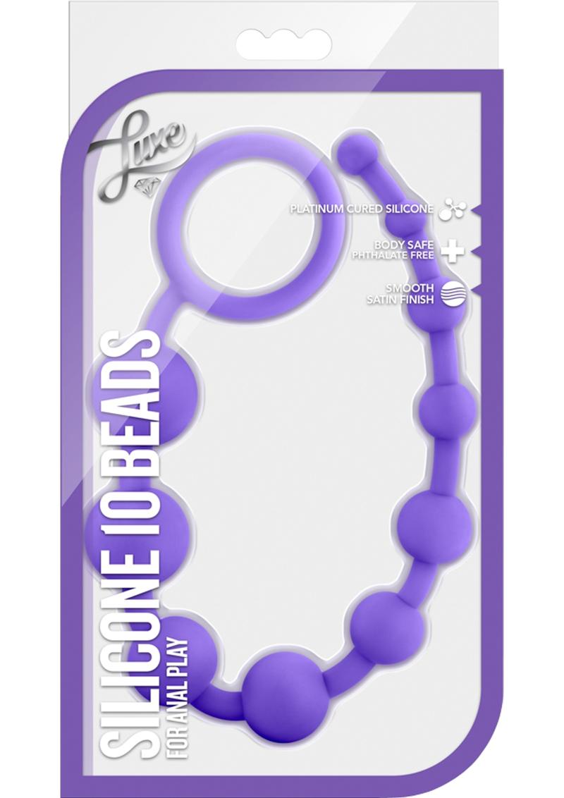 Luxe Silicone 10 Anal Beads - Purple