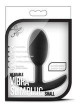 Load image into Gallery viewer, Luxe Wearable Vibra Slim Plug Silicone Butt Plug - Black - Small