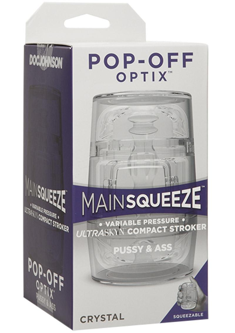 Main Squeeze Pop Off Ultraskyn Compact Masturbator - Pussy and Butt - Clear