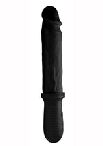 Load image into Gallery viewer, Master Series 8x Auto Pounder Rechargeable Silicone Vibrating and Thrusting Dildo with Handle - Black - 10in
