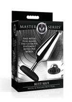 Load image into Gallery viewer, Master Series Butt Slut Metal and Silicone Butt Plug - Black/Metal/Silver