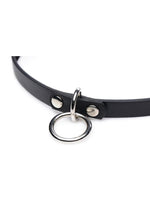 Load image into Gallery viewer, Master Series Collared Vixen Silver Ring Leather Slim Choker

