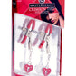 Master Series - Crimson Tied Charmed Heart Padlock Nipple Clamps - Red