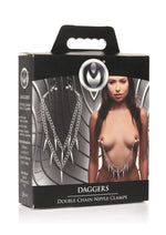 Load image into Gallery viewer, Master Series Daggers Double Chain Nipple Clamps - Silver