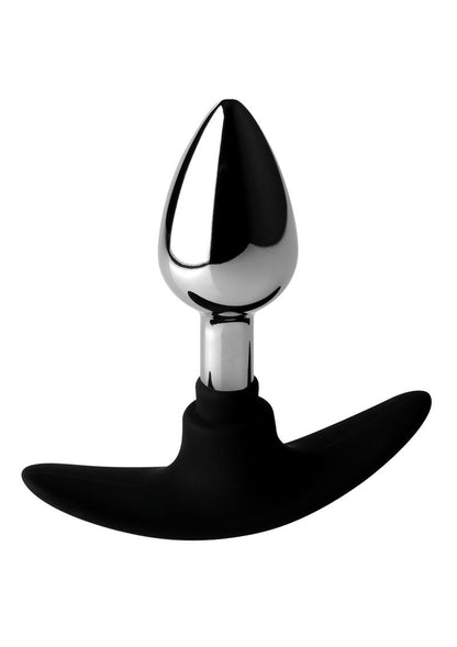 Master Series Dark Invader Metal and Silicone Anal Plug - Metal/Silver - Small