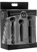 Load image into Gallery viewer, Master Series Dark Rods 3 Piece Silicone Penis Plug - Black - Set
