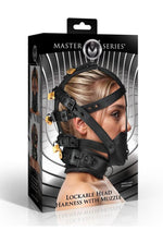 Load image into Gallery viewer, Master Series Lockable Head Harness with Muzzle - Black