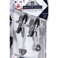 Master Series - Platinum Bound Charmed Heart Padlock Nipple Clamps - Silver