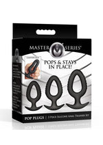 Load image into Gallery viewer, Master Series Pop Plugs Hollow Silicone Anal Trainer - Black - 3 Piece/Set
