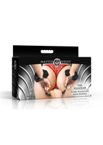 Load image into Gallery viewer, Master Series The Handler Furry Handcuffs with Handle - Black/Silver