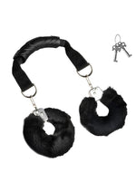 Load image into Gallery viewer, Master Series The Handler Furry Handcuffs with Handle - Black/Silver