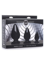 Load image into Gallery viewer, Master Series Triple Cones Anal Plug - Black - Set