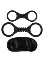 Load image into Gallery viewer, ME YOU US Bound to Please Blindfold, Silicone Wrist and Ankle Cuffs - Black