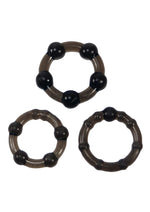 Load image into Gallery viewer, ME YOU US Easy Squeeze Cock Ring - Black - 3 Piece Set/Set
