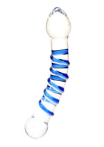 Load image into Gallery viewer, ME YOU US Textured Ice G-Spot and P-Spot Teaser Glass Dildo - Blue/Clear

