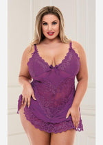 Load image into Gallery viewer, Mini Lace Chemise - Purple - Queen
