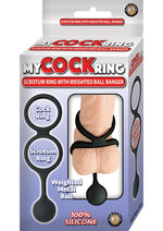 Load image into Gallery viewer, My Cock Ring Scrotum Ring with Weighted Ball Banger Silicone Cock Ring - Black
