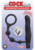 Load image into Gallery viewer, My Cock Ring Silicone Cock Ring with Vibrating Ass Blaster Butt Plug - Black
