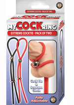 Load image into Gallery viewer, My Cockring Extreme Cocktie Adjustable Cock Ring - Black/Red - 2 Per Pack
