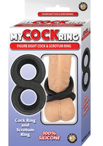 Load image into Gallery viewer, My Cockring Figure Eight Silicone Cock and Scrotum Ring - Black
