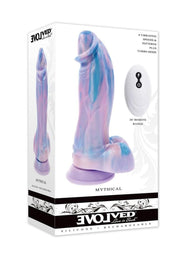 Mythical Rechargeable Silicone Vibrating Dildo with Remote - Multicolor