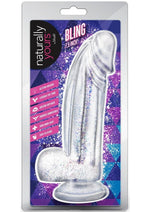Load image into Gallery viewer, Naturally Yours Bling Dildo with Balls 7.5in - Sparkling - Clear
