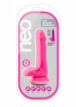 Load image into Gallery viewer, Neo Dual Density Dildo with Balls - Neon Pink/Pink - 6in
