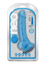 Load image into Gallery viewer, Neo Dual Density Dildo with Balls - Blue/Neon Blue - 7.5in
