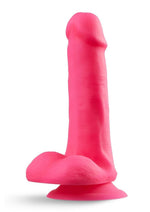 Load image into Gallery viewer, Neo Elite Silicone Dual Density Dildo with Balls - Neon Pink/Pink - 6in
