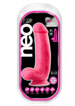 Load image into Gallery viewer, Neo Elite Silicone Dual Density Dildo with Balls - Neon Pink/Pink - 7in
