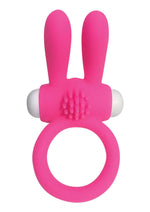 Load image into Gallery viewer, Neon Silicone Vibrating Rabbit Ring - Pink/White
