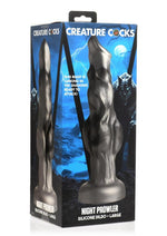 Load image into Gallery viewer, Night Prowler Silicone Dildo - Black/Silver - Large