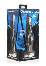 Load image into Gallery viewer, Night Prowler Silicone Dildo - Black/Silver - Medium