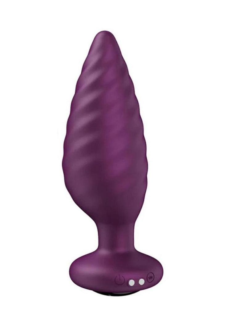 Noah App Controlled Rechargeable Silicone Rotating Butt Plug - Black/Purple