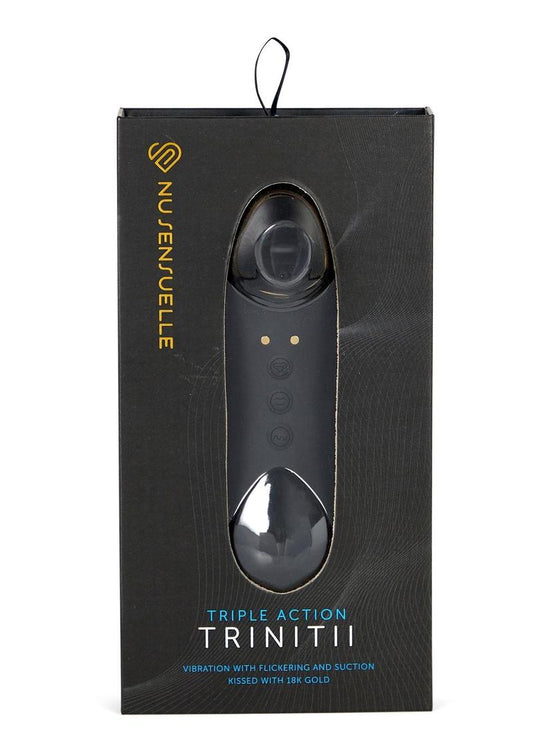 Nu Sensuelle Trinitii Triple Action Suction Flickering Tongue 18k - Black/Gold