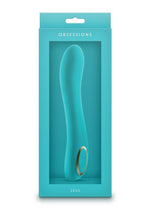 Load image into Gallery viewer, Obsessions Zeus Rechargeable Silicone Vibrator - Aqua/Blue
