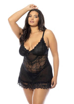 Load image into Gallery viewer, Oh LA LA Cheri Valentine Babydoll Plus - Black - Queen/XLarge/XXLarge
