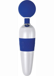 On The Dot Rechargeable Silicone Super Wand Massager - Blue/White