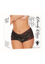 Load image into Gallery viewer, Open Lace Boy Shorts - Black - Plus Size/Queen