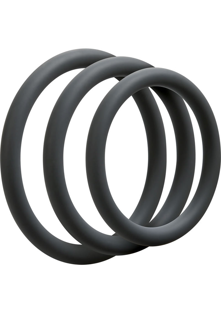 Optimale 3 C-Ring Set Silicone Cock Ring Thin - Grey/Slate - 3 Piece Kit
