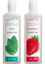 Load image into Gallery viewer, Oralove Delicious Duo Lickable Strawberry and Mint Lubricant - 1oz - 2 Per Set

