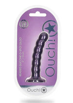 Load image into Gallery viewer, Ouch! Beaded G-Spot Silicone Dildo 5in - Metallic - Purple