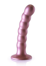 Load image into Gallery viewer, Ouch! Beaded G-Spot Silicone Dildo 5in - Metallic - Rose Gold